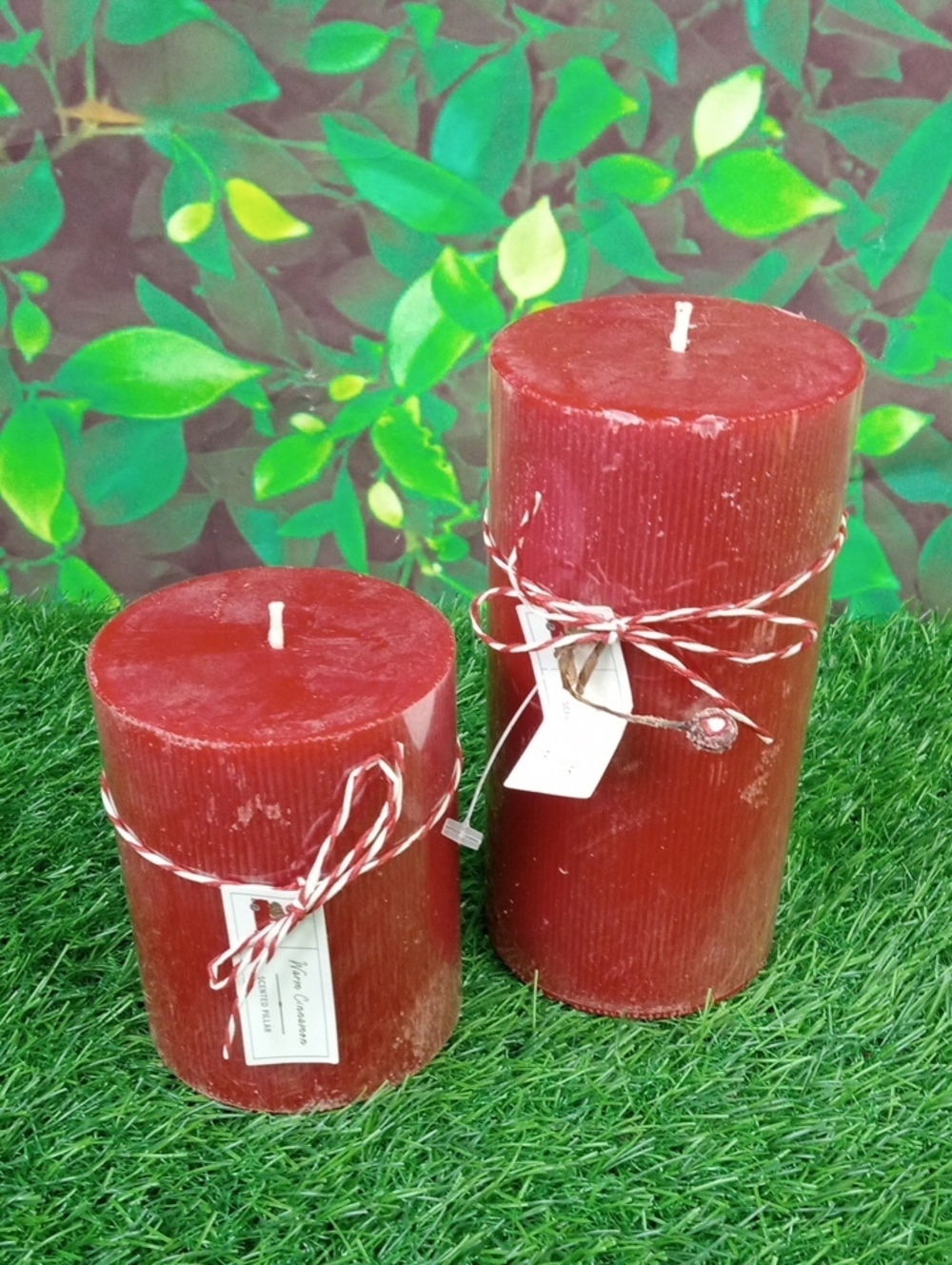 🎁 Holiday Red Decorative Pillar Candle Set